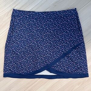 Peter Millar Women's Golf Skort Blue with Pink Flowers Pull on Style Size Large